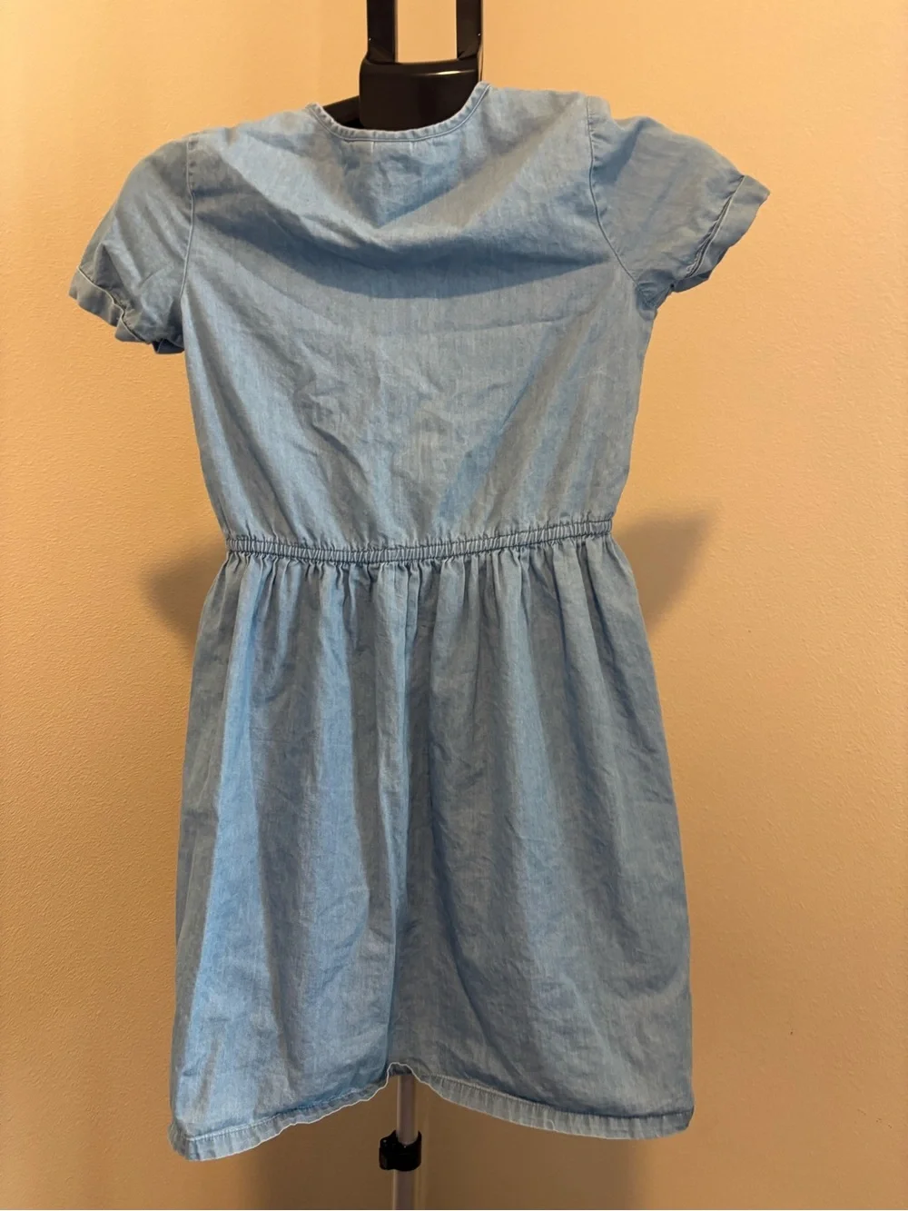 GAP Girls Chambray Denim Short Sleeve Button Front Dress - Light Wash, Size XL